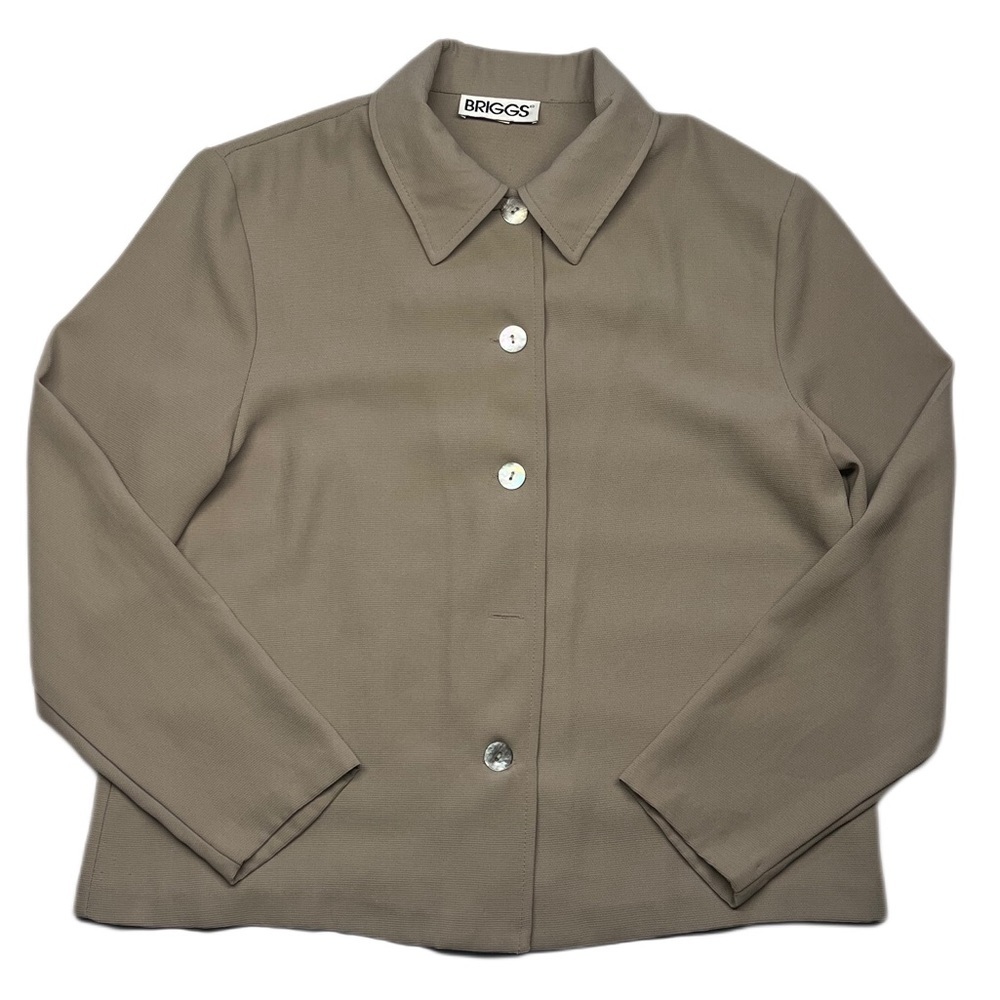 BRIGGS women’s size extra large tan brown button up collard blazer jacket